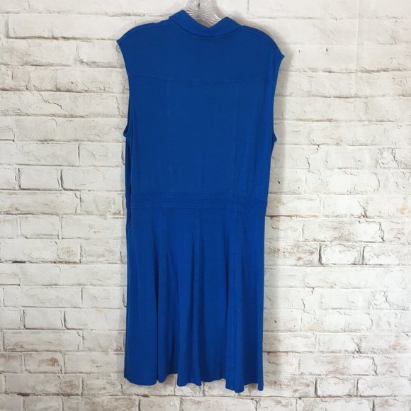 New York and Company Womens LG Blue Banded Waist Stretch Sleeveless Summer Dress - Picture 3 of 7